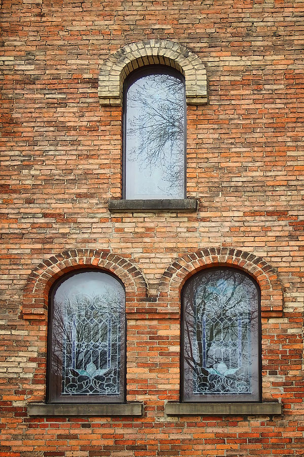 Grisaille Windows - First Congregational Church - Jackson - Michigan Photograph by Nikolyn McDonBell Tower - First Congregational Chuald