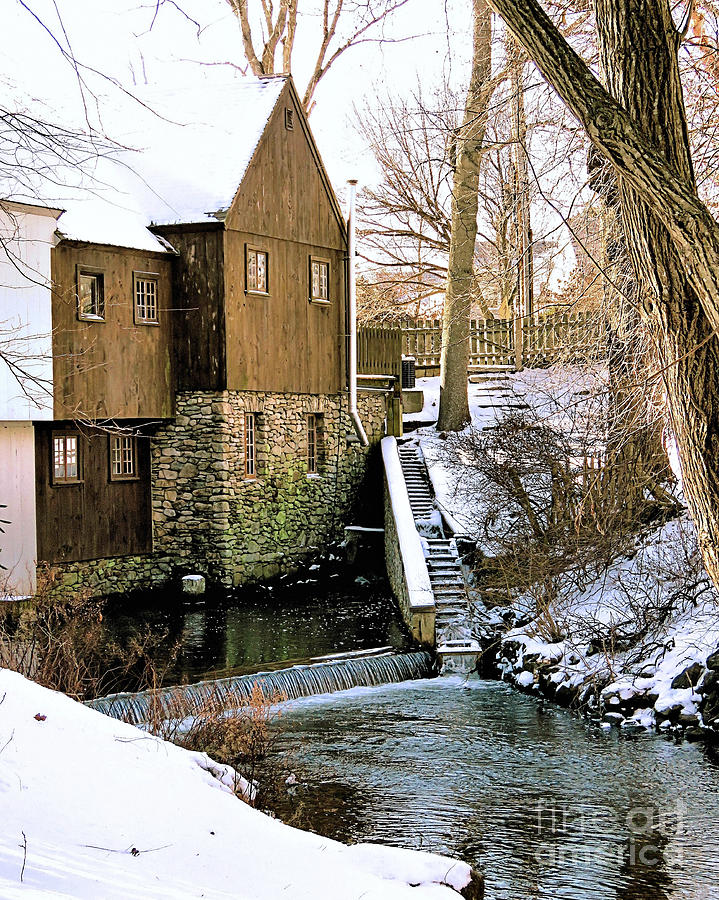 Architecture Photograph - Grist Mill in Winter by Janice Drew