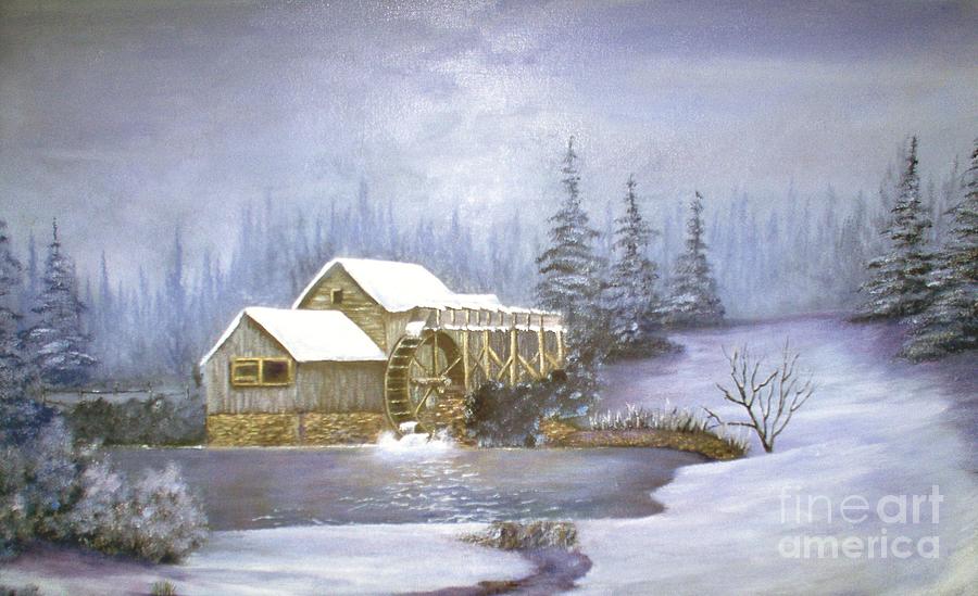 Grist Mill Painting by Jerry Walker