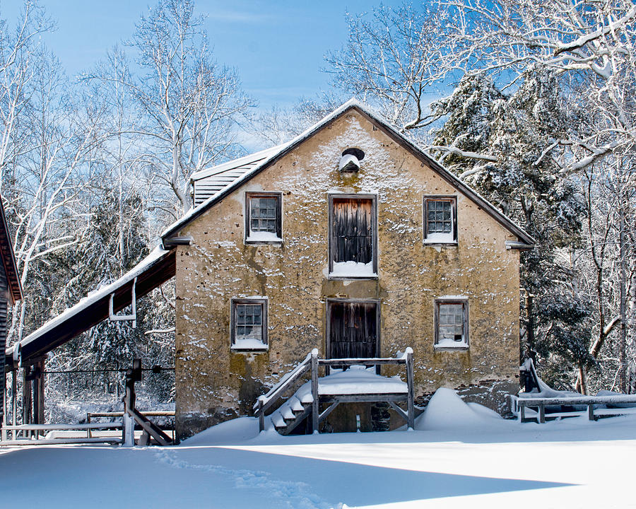 Gristmill In The Snow Photograph by Kristia Adams