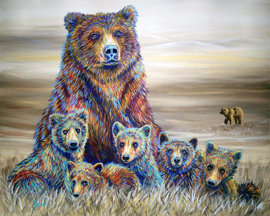 Bear Painting - Griz Country by Teshia Art