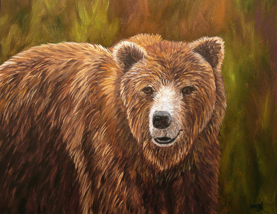 Grizzley Painting by Mary Jo Zorad