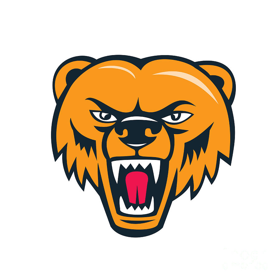 Grizzly Bear Angry Head Cartoon Digital Art by Aloysius Patrimonio - Pixels