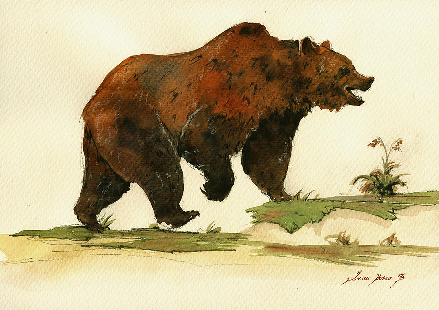Grizzly Bear Painting - Grizzly bear art by Juan  Bosco