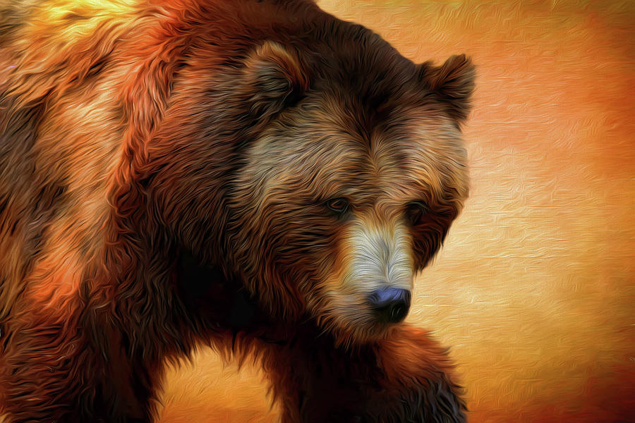 Grizzly Bear Painted 2 Photograph by Judy Vincent