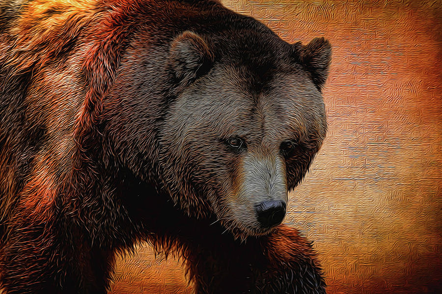 Grizzly Bear Painted Photograph by Judy Vincent