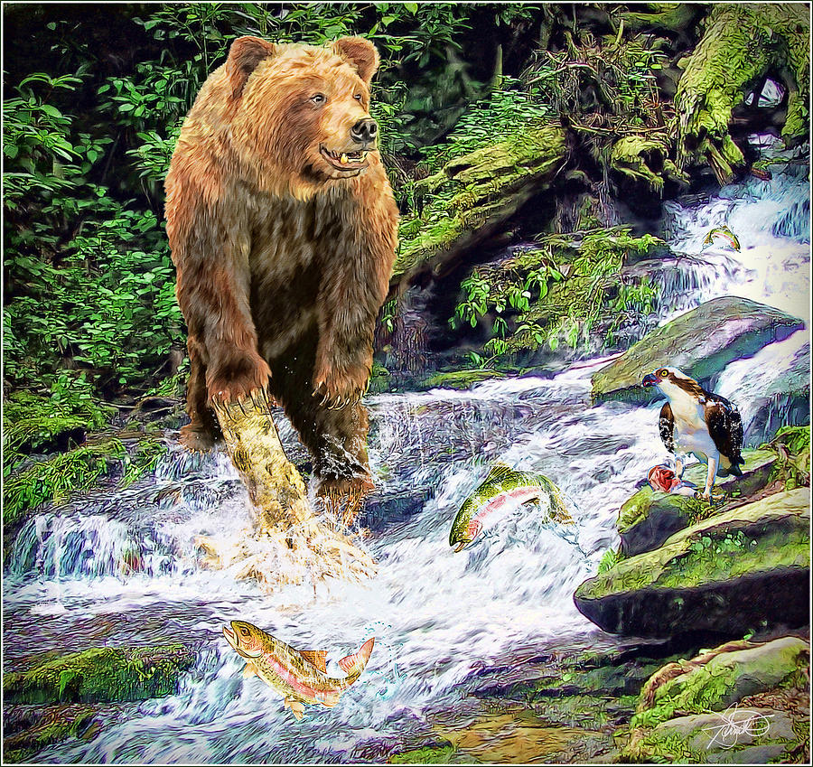 Bear Painting - Grizzly Bear by Tom Schmidt