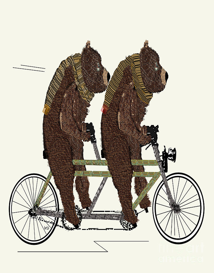 Bear Painting - Grizzly Bears Lets Tandem by Bri Buckley