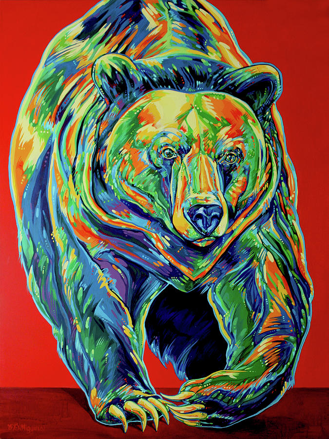 Grizzly on the move Painting by Derrick Higgins
