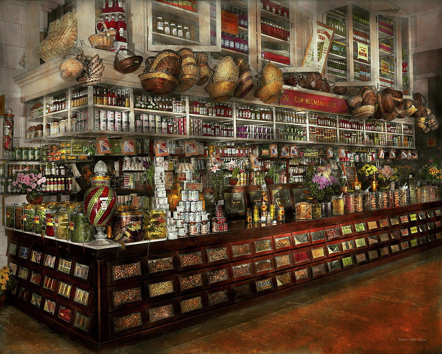 Jar Photograph - Grocery - Edward Neumann - The groceries 1905 by Mike Savad