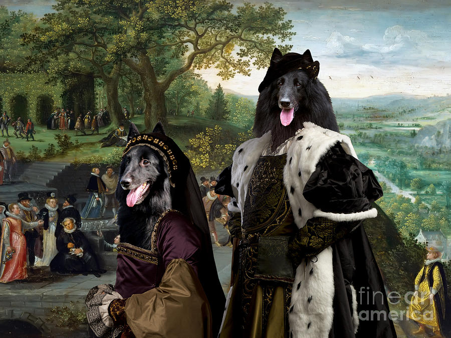 Groenendael - Belgian Sheepdog Art Canvas Print - The Panorama and Royal Party Painting by Sandra Sij