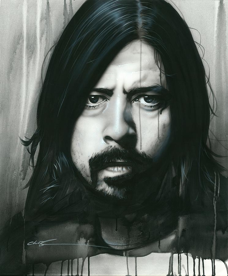 Celebrity Painting - Grohl in Black by Christian Chapman Art