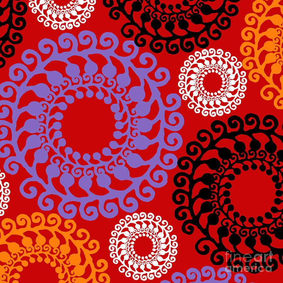 Pattern Painting - Groovy Circles Red by Mindy Sommers