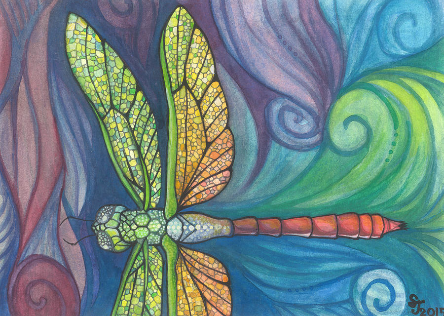 Wildlife Painting - Groovy Dragonfly Spirit by Sarah Jane