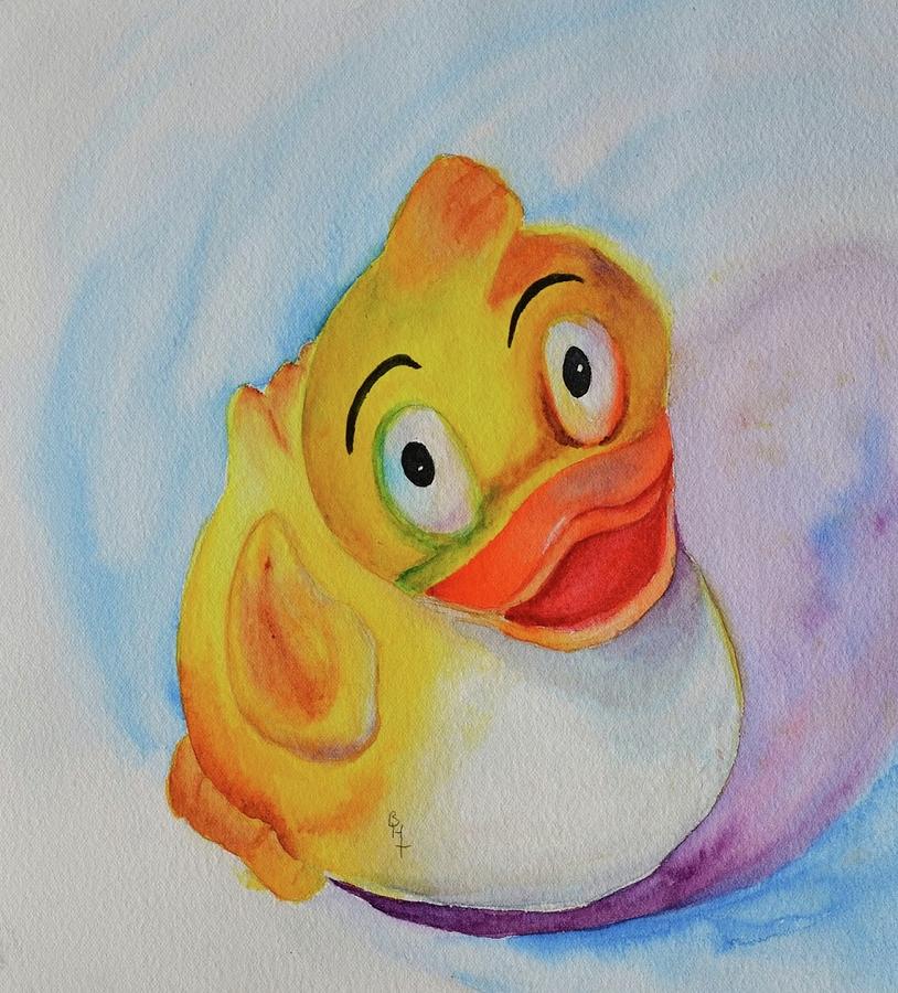 Duck Painting - Groovy Ducky by Beverley Harper Tinsley