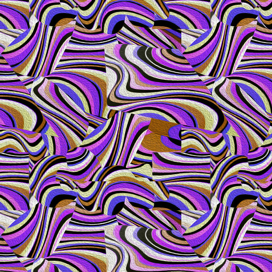 Abstract Mixed Media - Groovy Retro Renewal - Purple Waves by Gravityx9 Designs