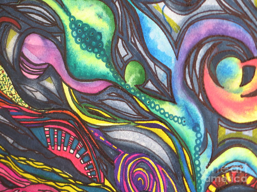 Abstract Painting - Groovy Series Titled My Hippy Days  by Chrisann Ellis