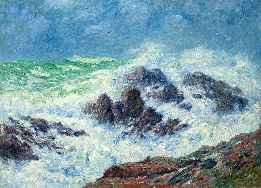 Gros temps a Saint Grenoble pointe de Penmarc'h Painting by Henri Moret ...