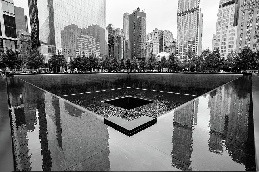 Ground Zero Reflections black and white Photograph by Brian Knott Photography