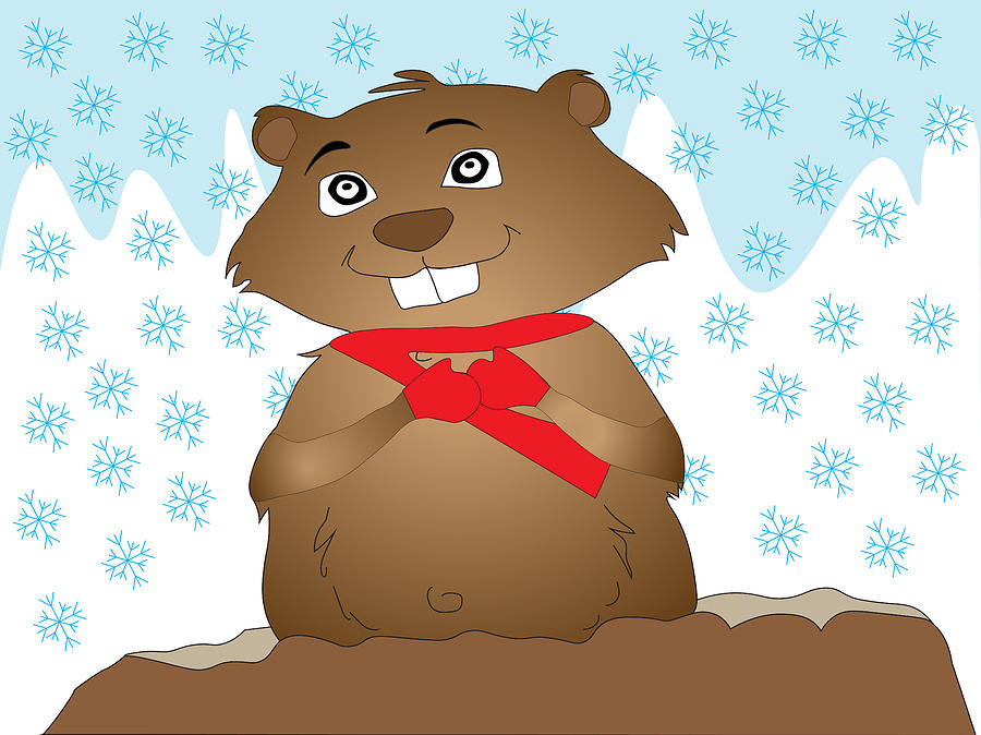 Groundhog Day Winter prediction illustration  Photograph by Karen Foley