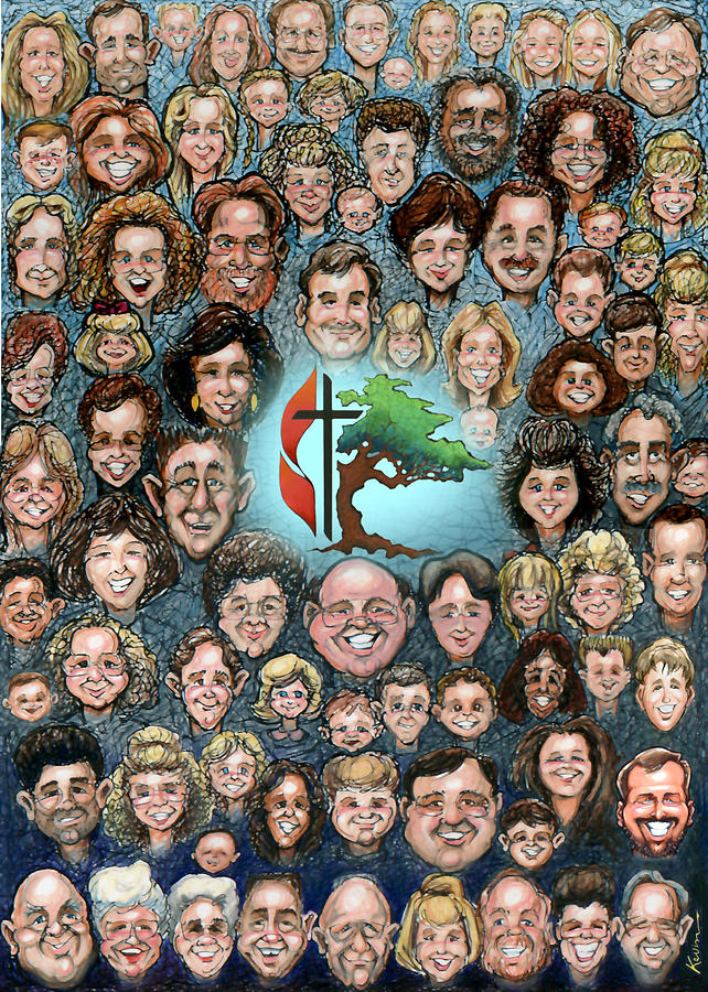 Portrait Painting - Group Caricature Style Portrait by Kevin Middleton