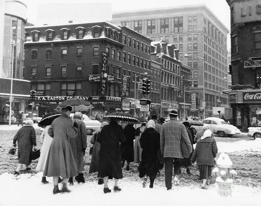 Group Crossing Snowy Street, C.1960s Photograph by H. Armstrong Roberts/ClassicStock