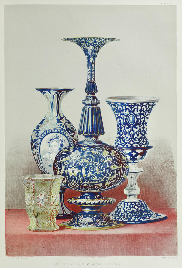 Group of glass from the Industrial arts of the Nineteenth Century Painting by Vincent Monozlay