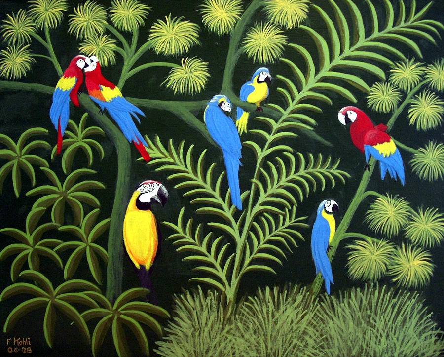 Nature Painting - Group of Macaws by Frederic Kohli