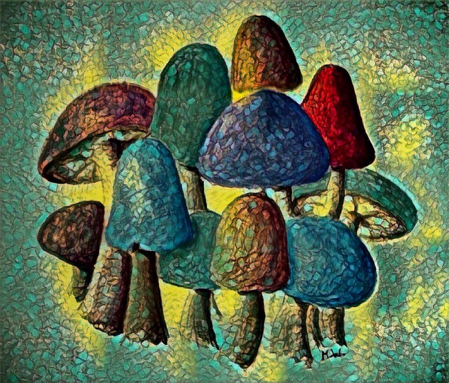 Group of mushrooms 2 Digital Art by Megan Walsh