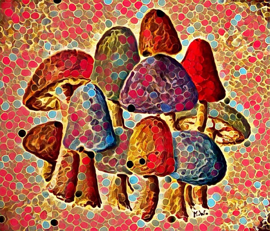 Group of mushrooms 3 Digital Art by Megan Walsh