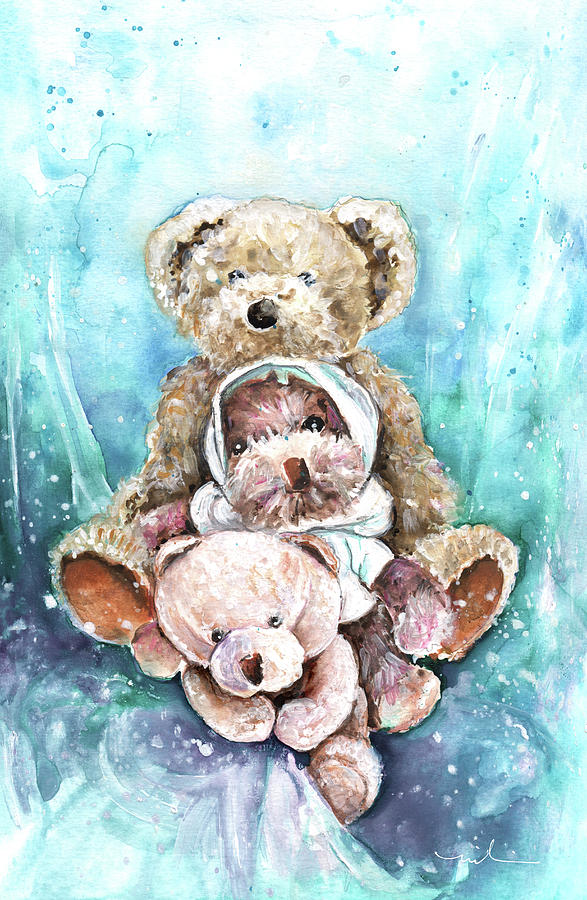 Group Portrait With Auntie Nelle Teddy Bears Painting by Miki De Goodaboom