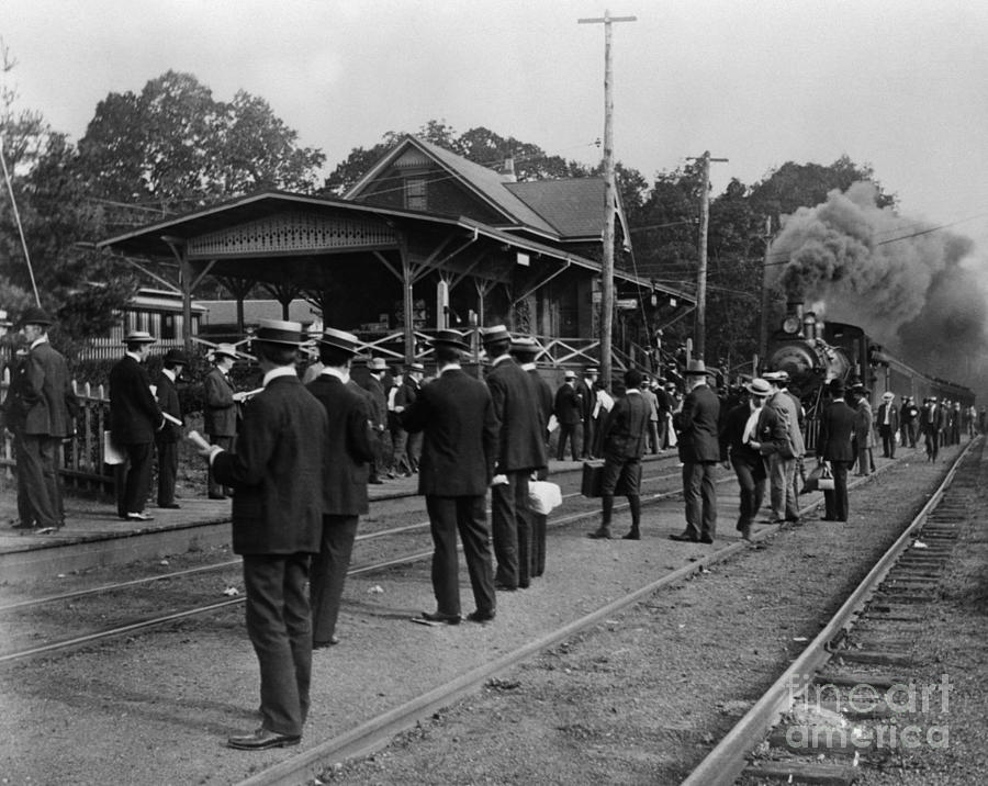 Group Waiting For Train, C. 1890s-1900s Photograph by H. Armstrong Roberts/ClassicStock