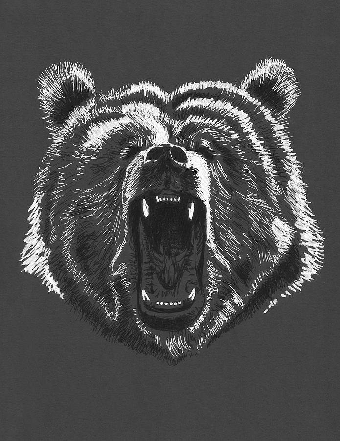 Growling Bear Painting by Masha Batkova