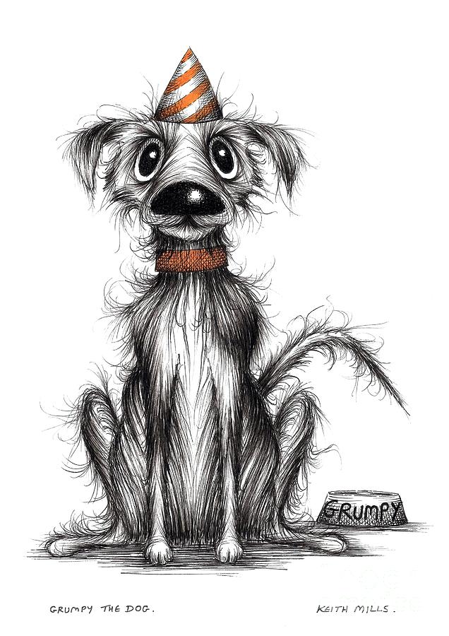 Grumpy the dog Drawing by Keith Mills