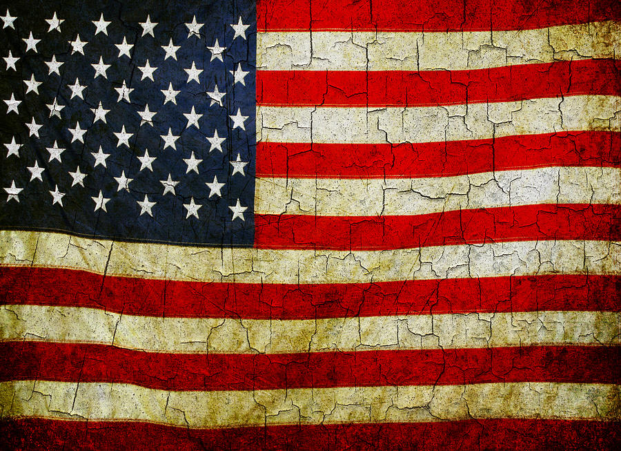 Vintage Digital Art - Grunge American flag  by Steve Ball