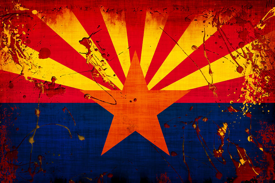 Grunge and Splatter Arizona Flag Photograph by David G Paul