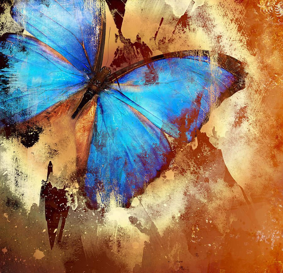 Abstract Photograph - Grunge Butterfly by Mark Belcher