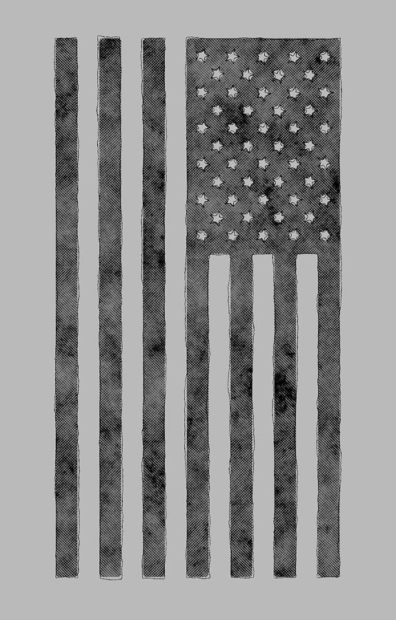 Grunge Distressed Style American Flag Graphic in Black Digital Art by Garaga Designs