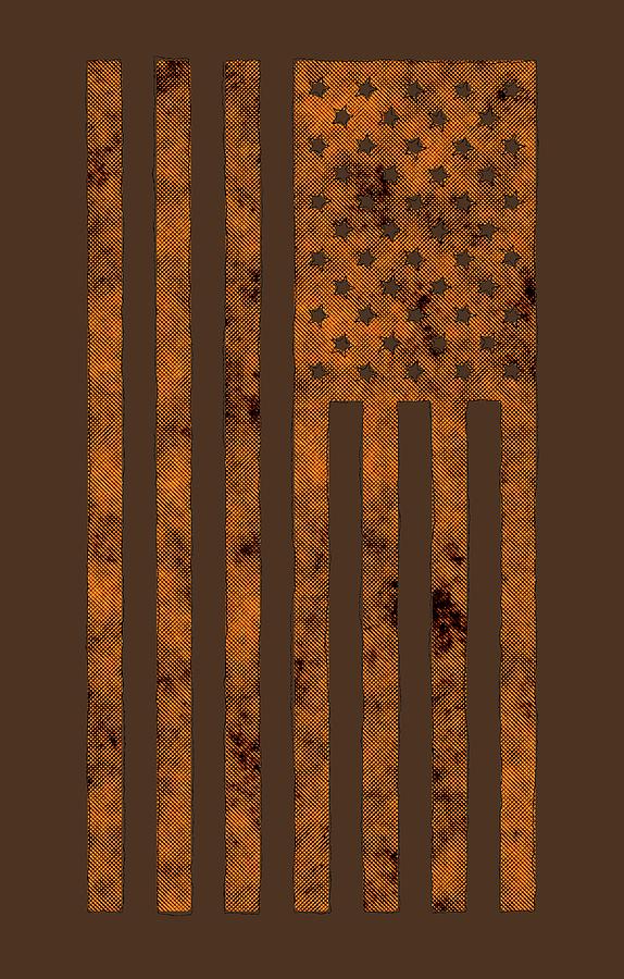 Grunge Distressed Style American Flag Graphic in Orange Digital Art by Garaga Designs