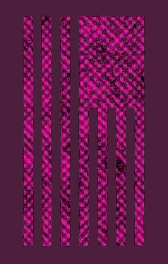 Grunge Distressed Style American Flag Graphic in Pink Fuchsia Digital Art by Garaga Designs