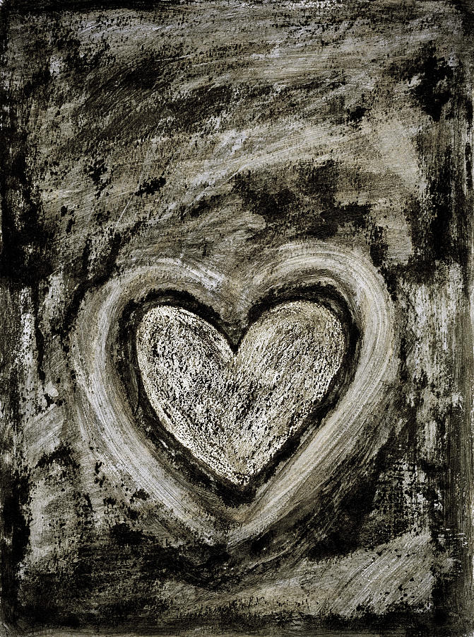 Abstract Painting - Grunge Heart by Frank Tschakert