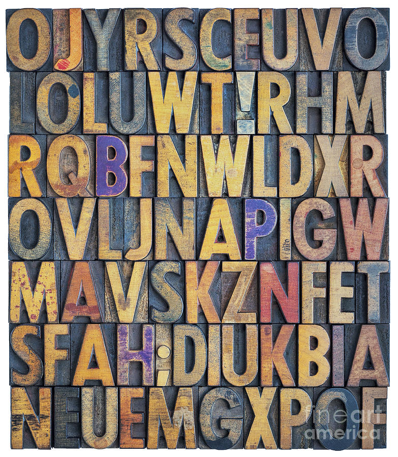 Grunge Letterpress Alphabet Background Photograph by Marek Uliasz