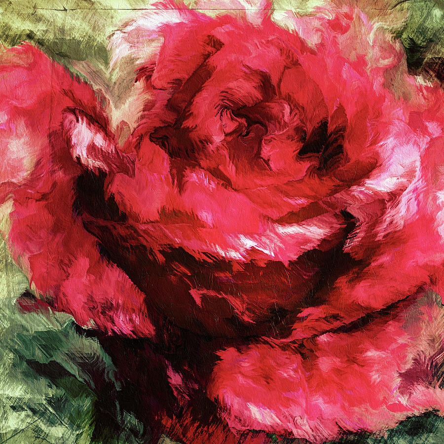 Red Rose Mixed Media - Grunge Passion Rose Abstract Realism by Georgiana Romanovna