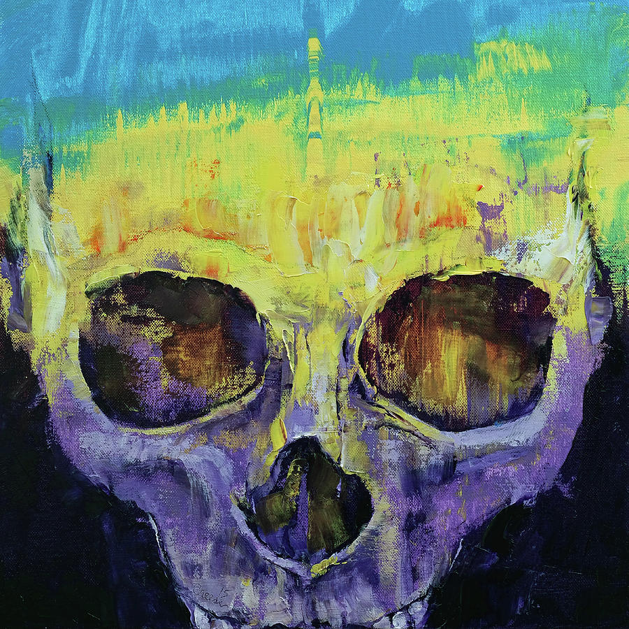 Skull Painting - Grunge Skull by Michael Creese