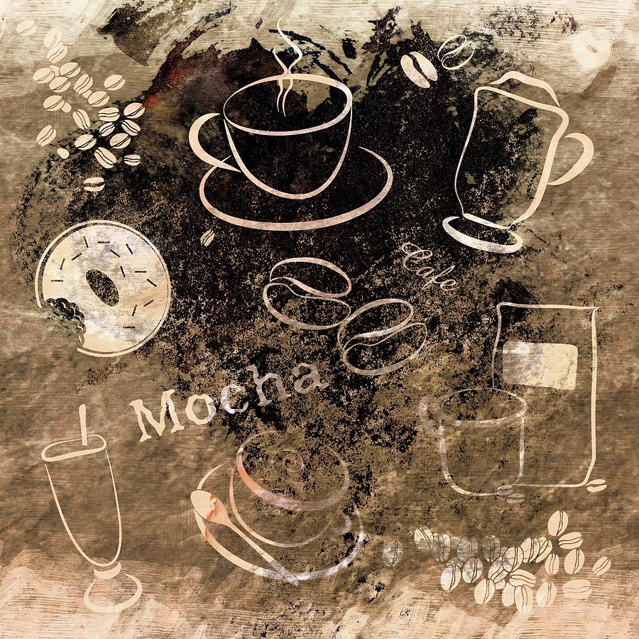 Grunge Style Coffee Art Drawing by Serena King