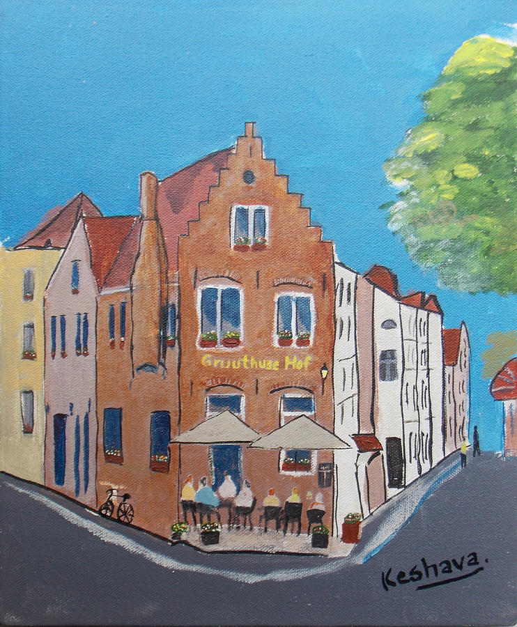 Gruuthuse Hof, Brugge, Belgium Painting by Keshava Shukla