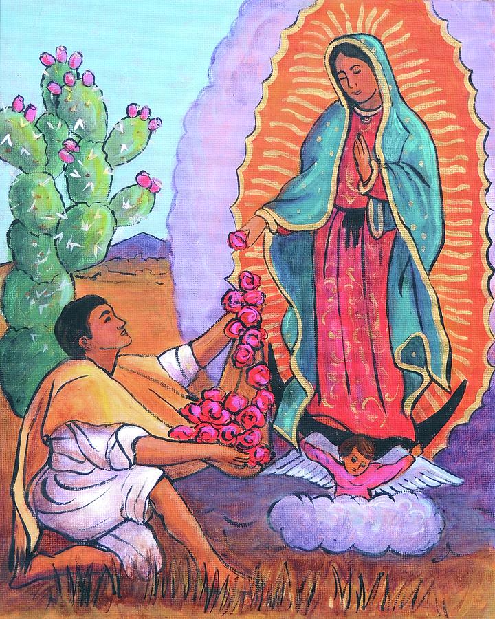 Rose Painting - Guadalupe and Juan Diego by Candy Mayer