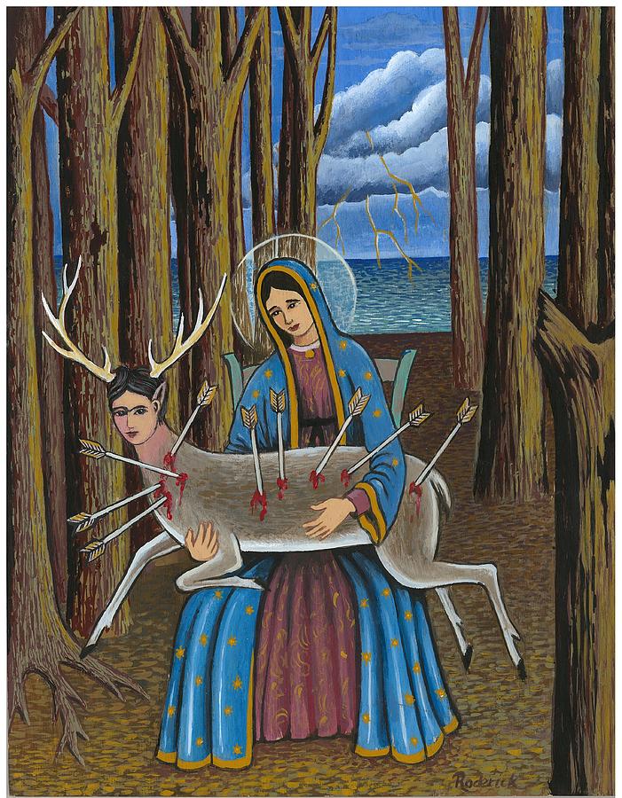 Deer Painting - Guadalupe visits Frida Kahlo by James RODERICK