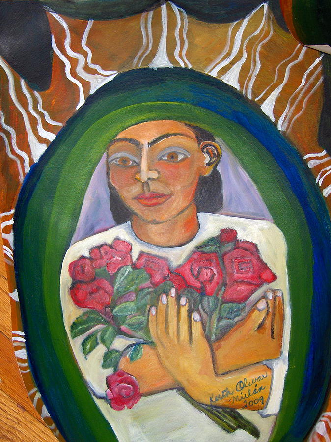 Guadalupe With Roses Painting By Ruth Olivar Millan 