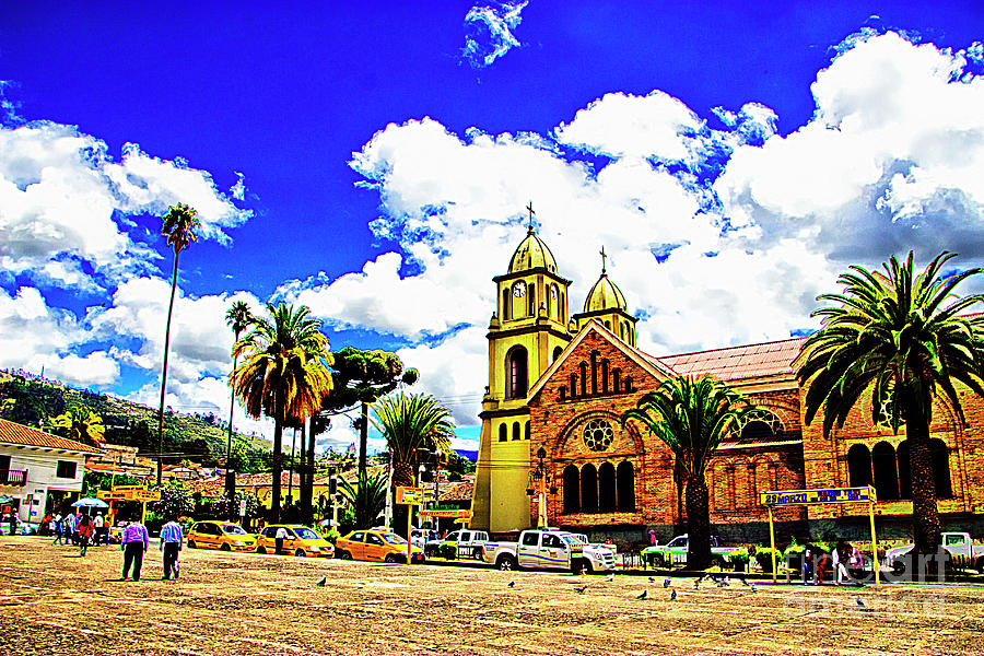 Gualaceo Town Square, Church and Park Photograph by Al Bourassa